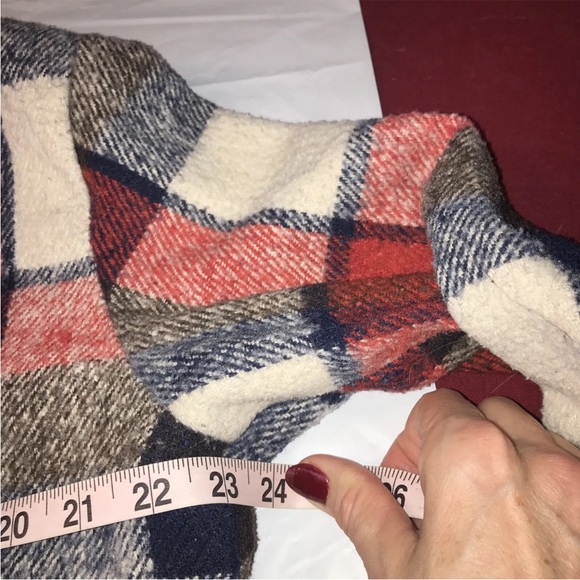 Vintage CPO red WIDE PLAID wool JACKET montgomery Ward Flannel anchor buttons M - Picture 6 of 10